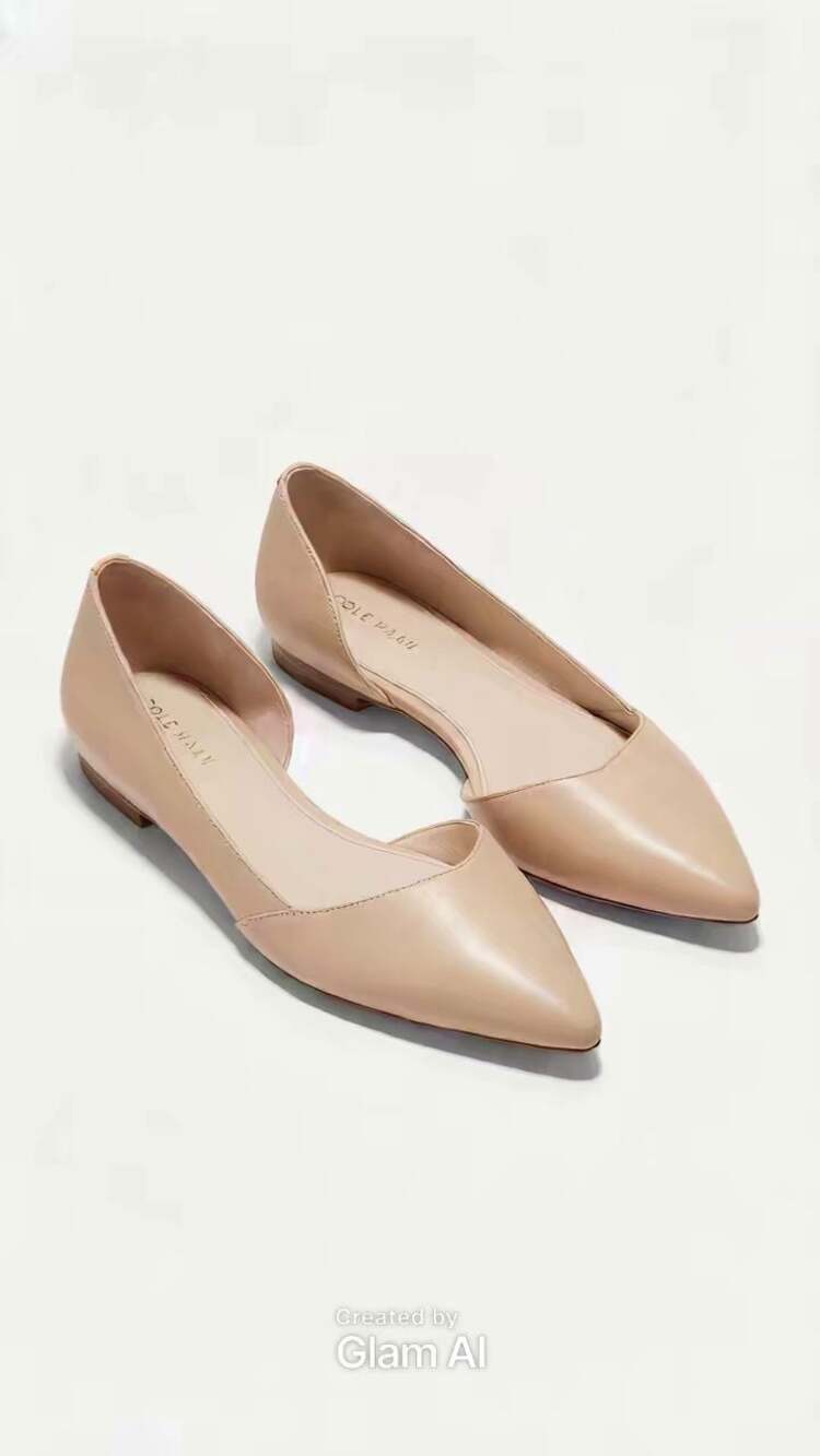 Cole Haan Bambra D'Orsay Pointed Toe Leather Flats in Nude